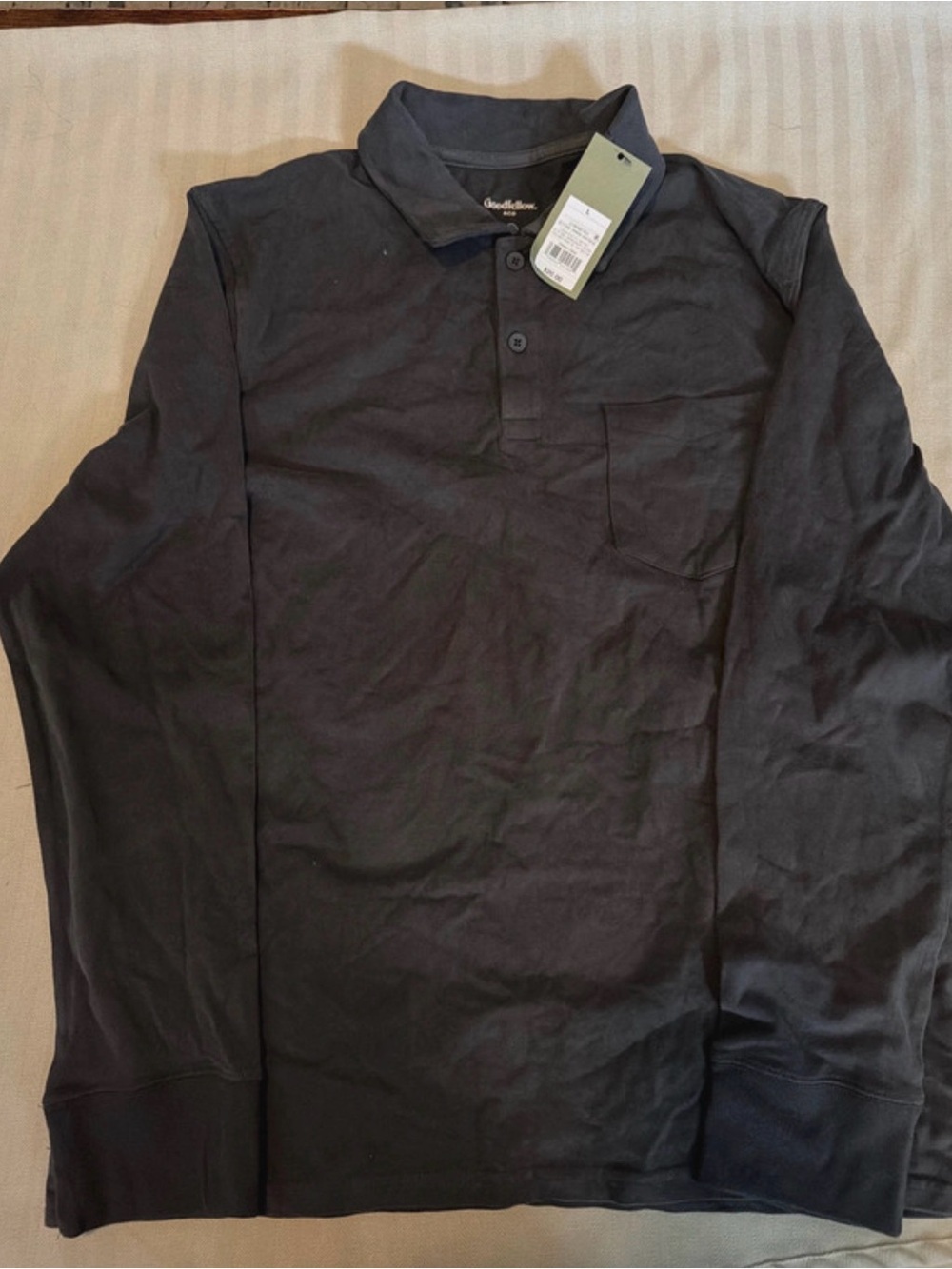 Goodfellow & Co Black Long-Sleeve Polo Shirt